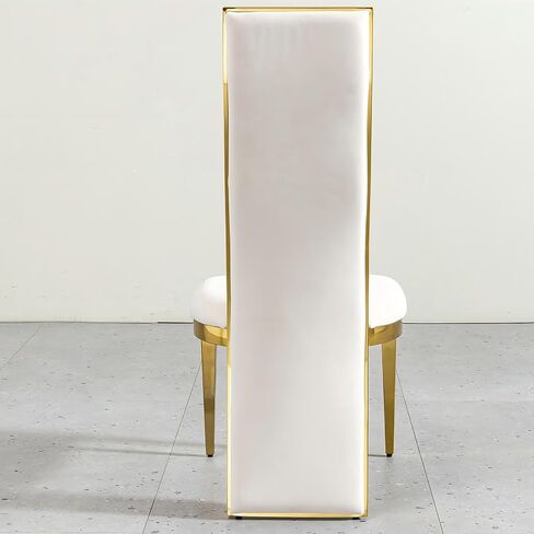Luxury Dining Chair with Gold Frame, White Vevelt Upholstery Cushioned, High Curved Back Design Accent Chair Set 0f 4 for Dining Room in Kuwait