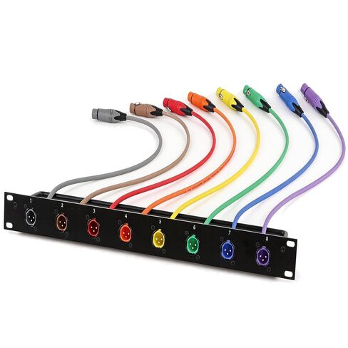 AMIMA 8-Channel XLR Patch Bay، ثعبان صوتي مثبت على حامل 1U، منافذ مرمزة بالألوان، جهات اتصال مطلية بالذهب للاستوديو والصوت الحي (XLR) in Kuwait