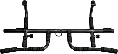 HANZO Doorway Pull Up Bar Set with Suspension Straps – Multi-Grip Chin Up Bar for Home Gym – No Screws, Strength Training Workout Bar, Door Gym Pullup Bar in Kuwait