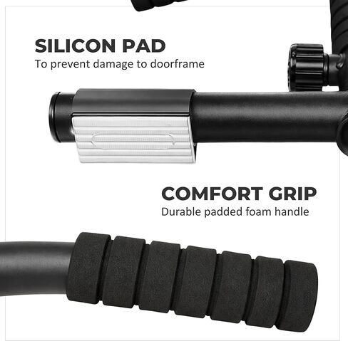 HANZO Doorway Pull Up Bar Set with Suspension Straps – Multi-Grip Chin Up Bar for Home Gym – No Screws, Strength Training Workout Bar, Door Gym Pullup Bar in Kuwait