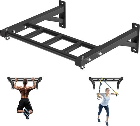 Pull Up Bar Wall Mounted, 600lbs Heavy Duty Chin Up Bar, 24" Multi-Grip Strength Training Pull-up Bars, for Garage Indoor Basement Workout Strength Training Equipment with Round Anchors in Kuwait