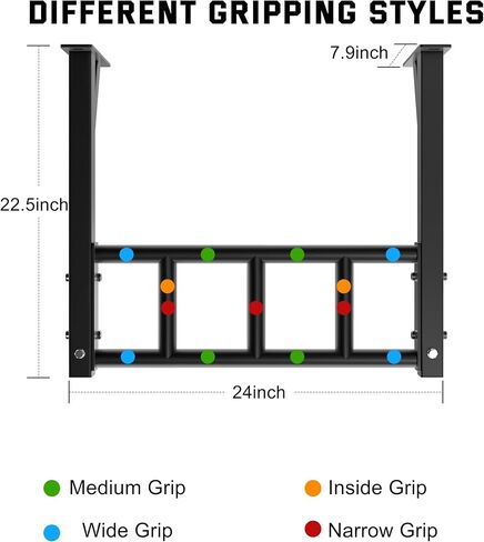 Pull Up Bar Wall Mounted, 600lbs Heavy Duty Chin Up Bar, 24" Multi-Grip Strength Training Pull-up Bars, for Garage Indoor Basement Workout Strength Training Equipment with Round Anchors in Kuwait