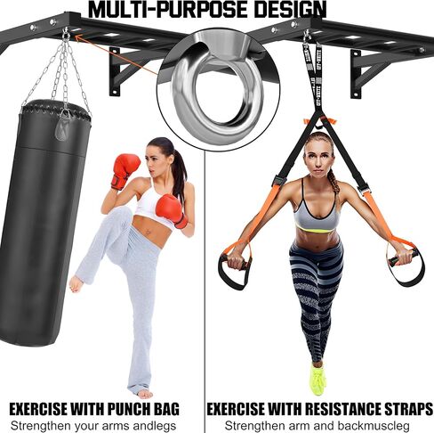 Pull Up Bar Wall Mounted, 600lbs Heavy Duty Chin Up Bar, 24" Multi-Grip Strength Training Pull-up Bars, for Garage Indoor Basement Workout Strength Training Equipment with Round Anchors in Kuwait