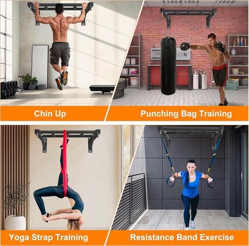 Pull Up Bar Wall Mounted, 600lbs Heavy Duty Chin Up Bar, 24" Multi-Grip Strength Training Pull-up Bars, for Garage Indoor Basement Workout Strength Training Equipment with Round Anchors in Kuwait