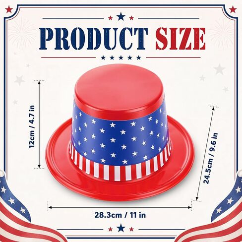 24 Pieces American Flag Plastic Hats Party Supplies Patriotic 4th of July Caps Red White and Blue Hats for Independence Day USA Party Accessories in Kuwait