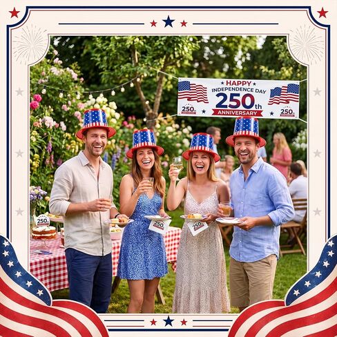 24 Pieces American Flag Plastic Hats Party Supplies Patriotic 4th of July Caps Red White and Blue Hats for Independence Day USA Party Accessories in Kuwait