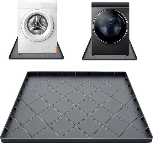 Washing Machine Mat 32"x30", Washer Tray for Floor Protection, Washing Machine Drain Pan Silicone Mat, Non-Slip Anti-Vibration Pad for Washer and Dryer Waterproof Leak Proof Silicone Drip Tray in Kuwait