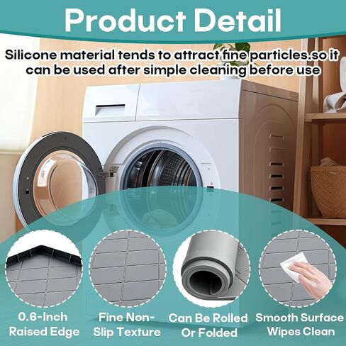 Washing Machine Mat 32"x30", Washer Tray for Floor Protection, Washing Machine Drain Pan Silicone Mat, Non-Slip Anti-Vibration Pad for Washer and Dryer Waterproof Leak Proof Silicone Drip Tray in Kuwait