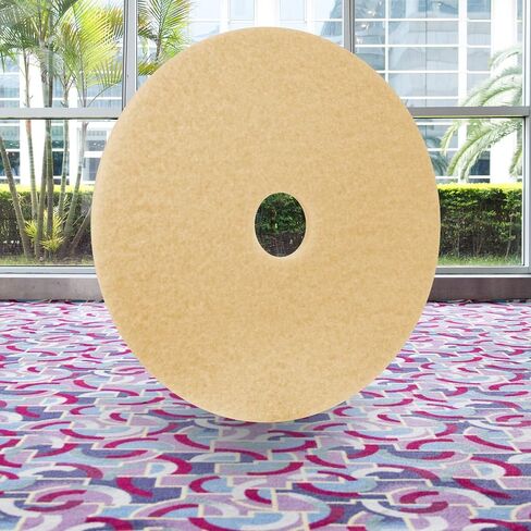 Americo Beige Carpet Cleaning Floor Pad, 20" Diameter, 5 Pads/Case, Made in USA in Kuwait