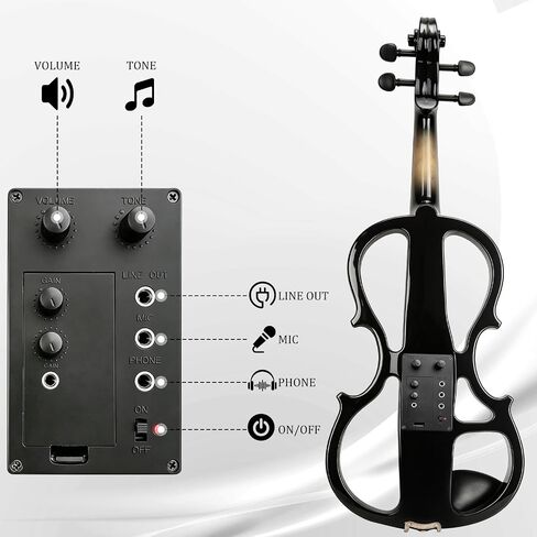 4-String Solid Wood Electric Violin Full Size 4/4 with Pickup & Headphone Output - Complete Beginner to Pro Electric Violin Kit with Case, Bow, Shoulder Rest (Black) in Kuwait