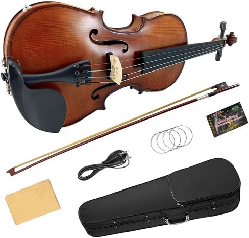 Vetimobato Luthier's Choice 4-String Left hand 4/4 Electric Violin, Full Size Solid Maple & Spruce Body with Ebony Fittings for Professional & Student, Complete Set with Bow and Case (4/4) in Kuwait