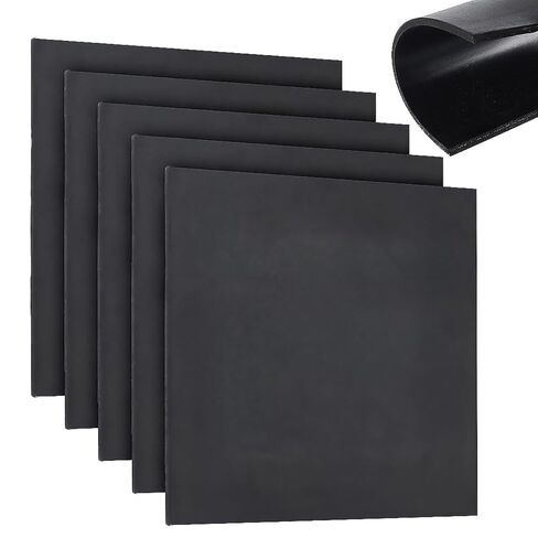 AHANDMAKER 5pcs Solid Rubber Sheets, 1/4" (0.25") Thick x 8" Wide x 8" Long Neoprene Crash Damping Pad Perfect for DIY Rubber Gasket, Weather Stripping, Sealing, Padding in Kuwait