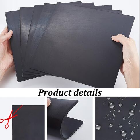 AHANDMAKER 5pcs Solid Rubber Sheets, 1/4" (0.25") Thick x 8" Wide x 8" Long Neoprene Crash Damping Pad Perfect for DIY Rubber Gasket, Weather Stripping, Sealing, Padding in Kuwait