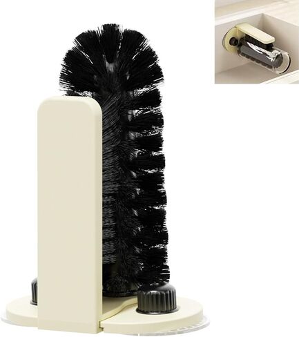 360° Glass Cup Cleaning Brush, Water Bottle Cleaning Glass Washer Brush Cup Sink Washer Brush with Suction Base Bristle Brushfor Sink, Flexible Bristles Double Sided Glass Cup Cleaning Brush (Black) in Kuwait