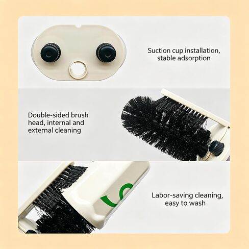 360° Glass Cup Cleaning Brush, Water Bottle Cleaning Glass Washer Brush Cup Sink Washer Brush with Suction Base Bristle Brushfor Sink, Flexible Bristles Double Sided Glass Cup Cleaning Brush (Black) in Kuwait