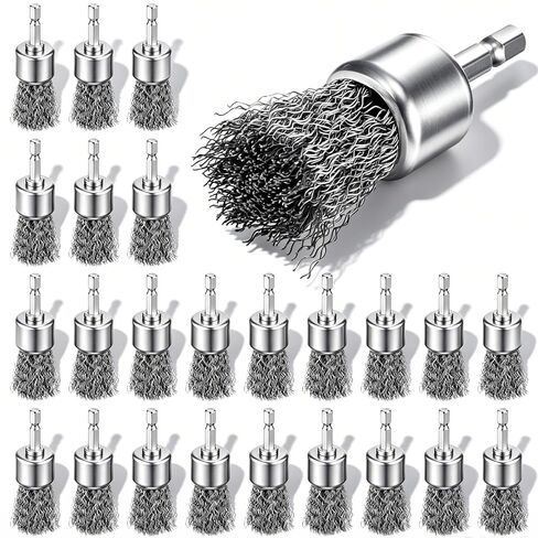 Moxweyeni 24pcs 3 Inch Stainless Steel Wire Cup Brushes for Drill Bits with 1/4-inch Hex Shank, 0.0118" Carbon Steel Wire, for Power Operated Grinders Rust Removal, Clean Paint, Corrosion in Kuwait