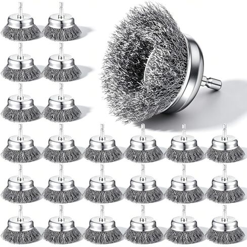 Moxweyeni 24pcs 3 Inch Stainless Steel Wire Cup Brushes for Drill Bits with 1/4-inch Hex Shank, 0.0118" Carbon Steel Wire, for Power Operated Grinders Rust Removal, Clean Paint, Corrosion in Saudi Arabia