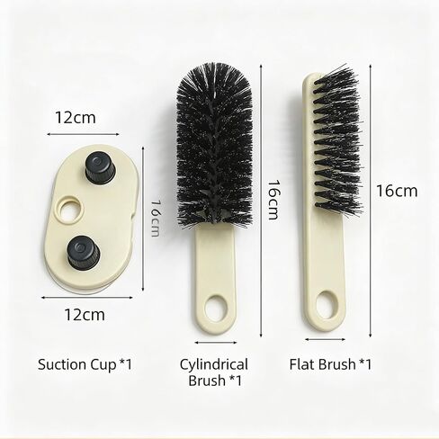 360° Glass Cup Cleaning Brush, Water Bottle Cleaning Glass Washer Brush Cup Sink Washer Brush with Suction Base Bristle Brushfor Sink, Flexible Bristles Double Sided Glass Cup Cleaning Brush (Black) in Kuwait
