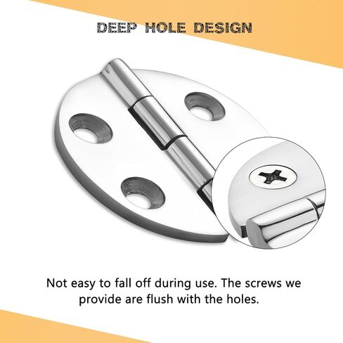 Heavy Duty Marine Boat Hatch Hinges, 316 Stainless Steel, 2.5-Inch Round Hinges for Cabinet Door with Screws (2-Pack) in Kuwait