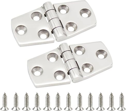 Boat Hinges Marine Grade Hinges 316 Stainless Steel 3" x 1.5" Mirror Polished Butt Hinge Heavy Duty Boat Hatch Hinge Casting Cabinet Door Hinge with Screws 2PCS in Kuwait
