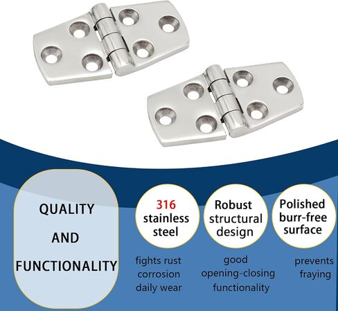 Boat Hinges Marine Grade Hinges 316 Stainless Steel 3" x 1.5" Mirror Polished Butt Hinge Heavy Duty Boat Hatch Hinge Casting Cabinet Door Hinge with Screws 2PCS in Kuwait