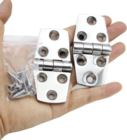 Boat Hinges Marine Grade Hinges 316 Stainless Steel 3" x 1.5" Mirror Polished Butt Hinge Heavy Duty Boat Hatch Hinge Casting Cabinet Door Hinge with Screws 2PCS in Kuwait