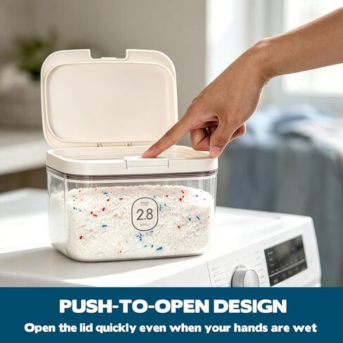 2.8L Laundry Detergent Dispenser with One-Press Lid, Laundry Powder Container For Laundry Room Organization and Storage Pod And Airtight Dishwasher Pod Holder For Bead Powder 1 pack in Kuwait