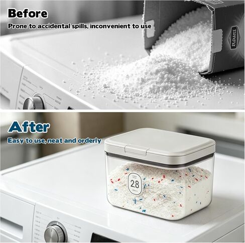 2.8L Laundry Detergent Dispenser with One-Press Lid, Laundry Powder Container For Laundry Room Organization and Storage Pod And Airtight Dishwasher Pod Holder For Bead Powder 1 pack in Kuwait