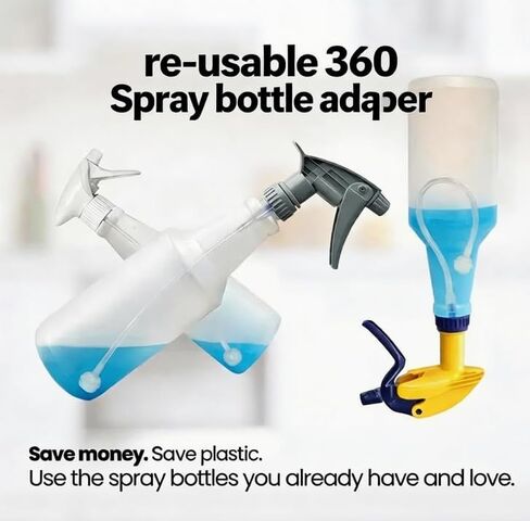 3-Pack 360° Spray Bottle Adapter ，Weighted Tube, Universal Upside Down Multi-Angle Sprayer Attachment for Cleaning (clear) in Kuwait
