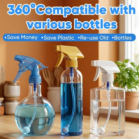 3 عبوات محول زجاجة رذاذ مناسب عالميًا بزاوية 360 درجة، استبدال أنبوب مرجح 4.3 بوصة للرشاشات، مرفق بخاخ متعدد الزوايا، للمطبخ والحديقة والمنزل والمكتب، وحلول التنظيف in Saudi Arabia