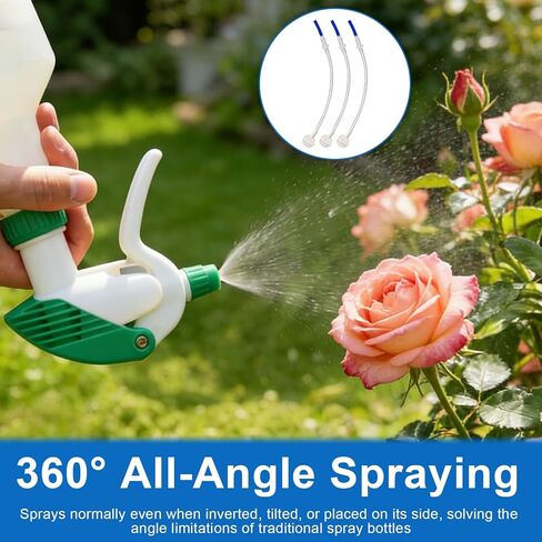 محول زجاجة رذاذ مائلة 360 درجة مع أنبوب مرجح، مرفق بخاخ متعدد الزوايا رأسًا على عقب، استبدال أنبوب الغمس المرن المناسب لزجاجات التنظيف القياسية (3 عبوات) in Kuwait