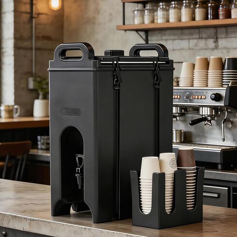 Insulated Beverage Dispenser 5 Gallon Set of 2, Food-grade LLDPE Hot and Cold Beverage Server, Thermal Drink Dispenser with Two-Stage Faucet Handle for Restaurant, Included Cup Holder in Kuwait