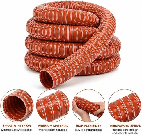 High Temp Silicone Hose Flexible Air Duct Hot Air Exhaust Wire Reinforced (63,400) in Kuwait