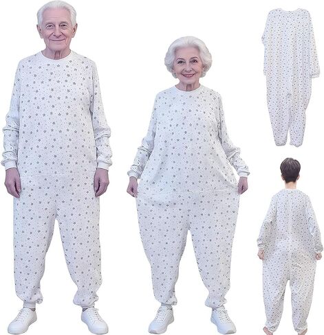 Unisex Jumpsuit with Back-Zipper,Suitable for Incontinence Care,Alzheimer’s Patients,Seniors,Dementia Patient in Kuwait