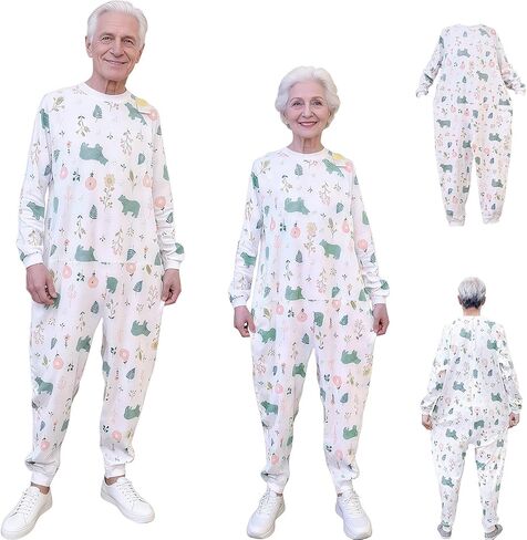 Unisex Jumpsuit with Back-Zipper,Suitable for Incontinence Care,Alzheimer’s Patients,Seniors,Dementia Patient in Kuwait