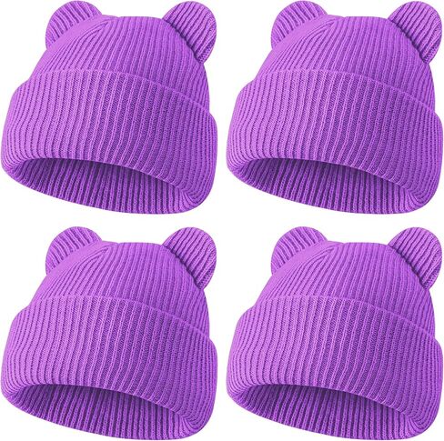 ZUPPAD 4 Pack Baby Toddler Beanie Hat with Bear Ears，Soft Knitted Winter Skull Cap for Kids Cute Solid Color Set38 in Saudi Arabia