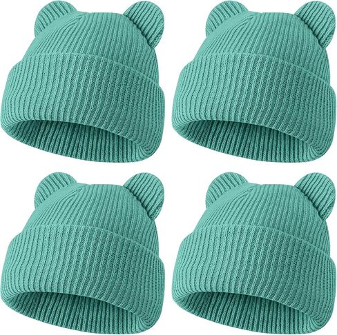 ZUPPAD 4 Pack Baby Toddler Beanie Hat with Bear Ears，Soft Knitted Winter Skull Cap for Kids Cute Solid Color Set23 in Kuwait