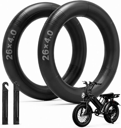 Bike Inner Tube 16x4.0 20x4.0 26x4.0 Bike Tube Fat Tire Tube 2 Pack Electric Bike Tire Tube Heavy-Duty Butyl Rubber Tube with Schrader Valve for Ebike in Kuwait