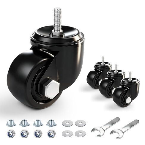 مجموعة عجلات مقاس 2 بوصة مكونة من 4 قطع، جذع ملولب 3/8 بوصة - 16 × 1 (القطر 3/8 بوصة، الطول 1 بوصة)، عجلات صناعية دوارة للقفل تتحمل 2200 رطل، عجلة منخفضة للأثاث ومنضدة العمل in Saudi Arabia