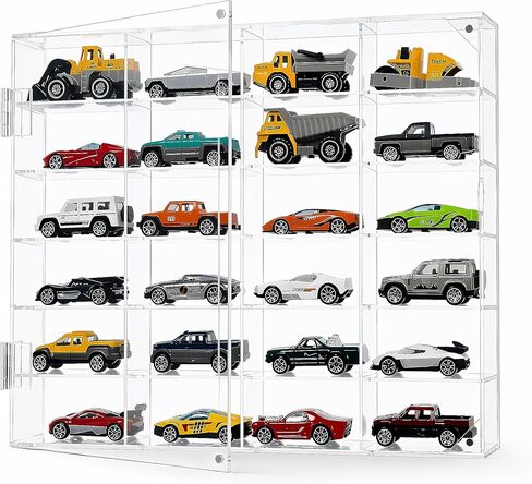 Display Case for 1/24 Scale Diecast Cars - Acrylic Showcase & Storage Organizer - No Assembly Required for Matchbox, Collectible Toy Cars & Model Vehicles (1, 1/24 Scale) in Saudi Arabia