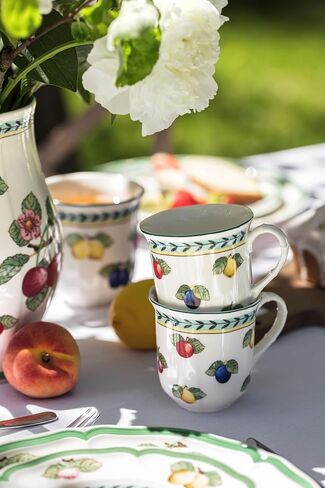 Villeroy & Boch French Garden Fleurence Mug ، الخزف الممتاز ، المصنوع في ألمانيا وغسالة الصحون وميكروويف آمنة ، 10 أوقية ، أبيض/متعدد الألوان in Kuwait
