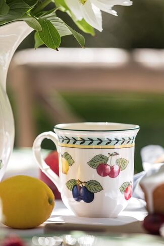 Villeroy & Boch French Garden Fleurence Mug ، الخزف الممتاز ، المصنوع في ألمانيا وغسالة الصحون وميكروويف آمنة ، 10 أوقية ، أبيض/متعدد الألوان in Kuwait