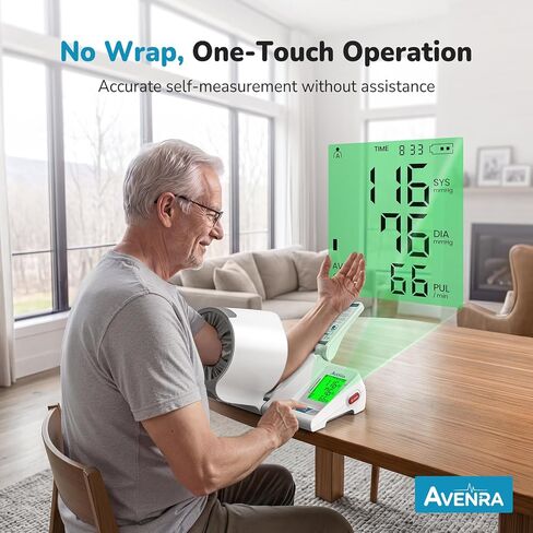 Blood Pressure Monitor for Home Use, No Wrap Auto-Fit Design, Rechargeable (210 Uses) & 3.5" LCD Display, 7.1–16.5" Cuff & 2x99 Memory & FDA Cleared, 3-Color Indicator & Battery level indicator in Kuwait