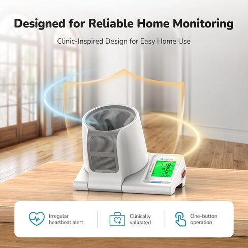 Blood Pressure Monitor for Home Use, No Wrap Auto-Fit Design, Rechargeable (210 Uses) & 3.5" LCD Display, 7.1–16.5" Cuff & 2x99 Memory & FDA Cleared, 3-Color Indicator & Battery level indicator in Kuwait