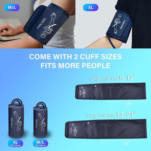 Blood Pressure Monitor,Automatic Upper Arm Blood Pressure Machine with 3x199 readout,5.4 inch LED Large Screen,Adjustable Two Cuff 9 to 17 inches or 13 to 21 inches in Kuwait