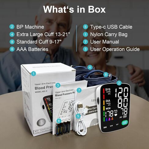 Blood Pressure Monitor,Automatic Upper Arm Blood Pressure Machine with 3x199 readout,5.4 inch LED Large Screen,Adjustable Two Cuff 9 to 17 inches or 13 to 21 inches in Kuwait