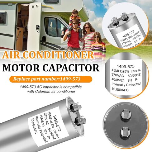 1499-5731 مكثف تشغيل لمكيف الهواء Coleman Mach RV - 45 MFD ±5% 370 فولت 50/60 هرتز 40/85/21 مكثف مزدوج دائري تيار متردد 14995731 1499573 1499-573 in Kuwait