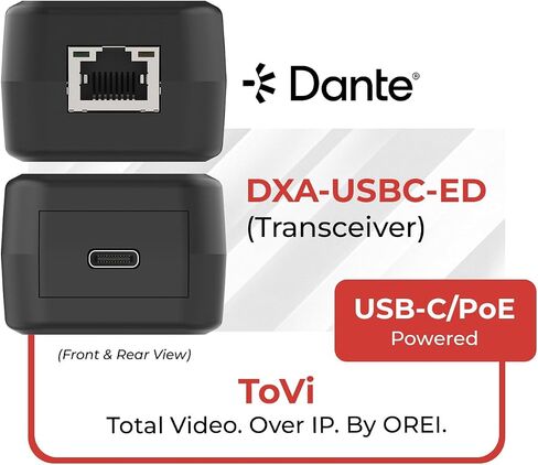 جهاز إرسال واستقبال الصوت ToVi Dante USB-C - 2CH USB-C إلى المحول، 96 كيلو هرتز/24 بت، PoE (DXA-USBC-ED) in Kuwait