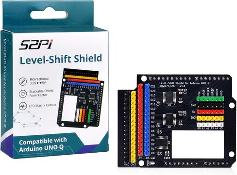 وحدة محول المستوى GeeekPi لـ Arduino UNO Q، ثنائي الاتجاه 3.3 فولت إلى 5 فولت، قابل للتكديس، فتحة مصفوفة LED in Kuwait