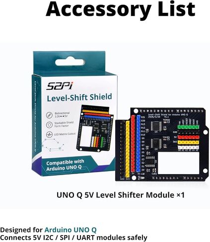 وحدة محول المستوى GeeekPi لـ Arduino UNO Q، ثنائي الاتجاه 3.3 فولت إلى 5 فولت، قابل للتكديس، فتحة مصفوفة LED in Kuwait
